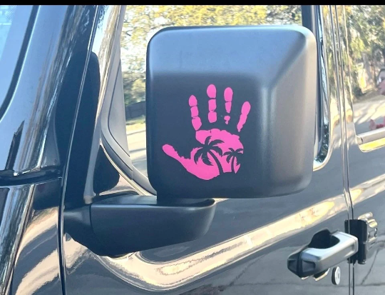 Pair of hand wave mirror decals fit any model Jeep Wrangler or Gladiator Rubicon JL JLU Sahara Sport Willys