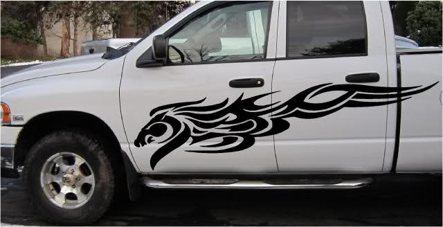 Flaming Pony Horse head tribal body graphics decal decals