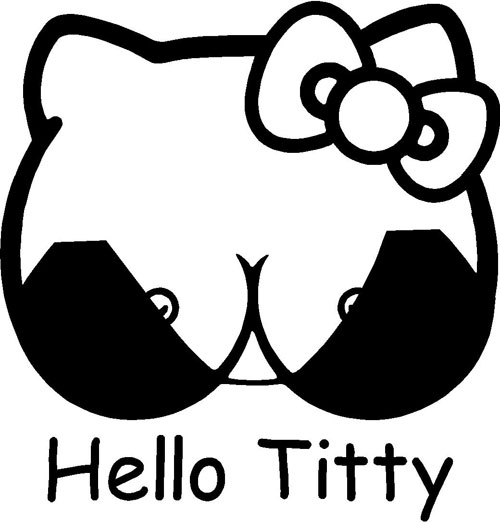 Hello Titty vinyl decal decals graphic sticker Kitty boob