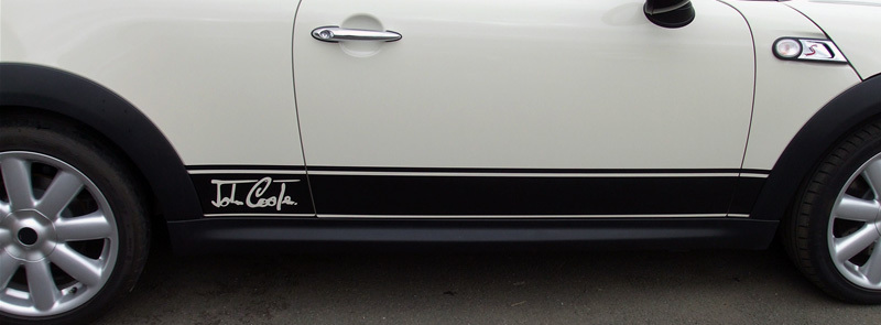 JCW Signature side body rocker stripes fit any John Cooper Works Mini Cooper Clubman Countryman Roadster Coupe
