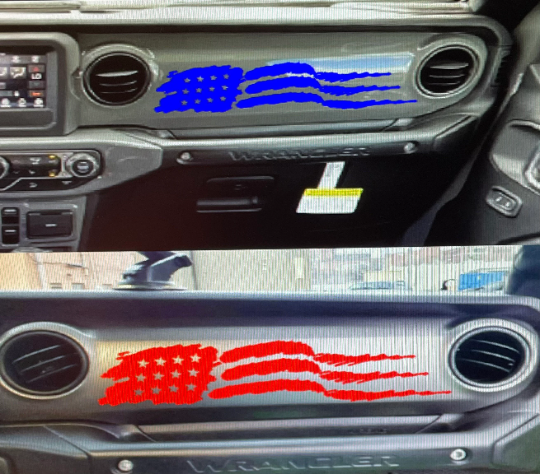 American Flag dash sticker graphic decal fits 2018-23 Jeep Wrangler JL JLU 20-23 Gladiator Sahara Rubicon Unlimited Willy’s