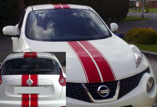 12\" Center Racing Rally Stripes Decals Graphics fit Nissan Juke