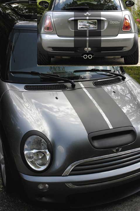 Dual 8" Rally Stripes Graphics Decals fit Mini Cooper S