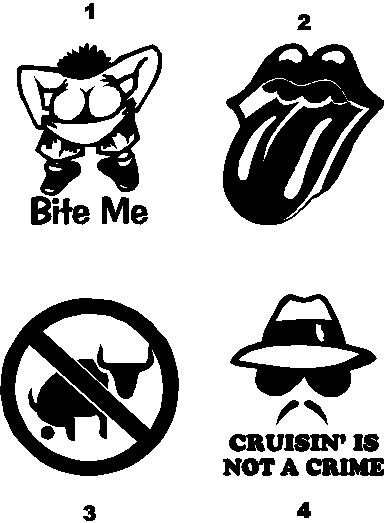 Naughty dirty no bull, cruisin, tongue, butt vinyl decal decals
