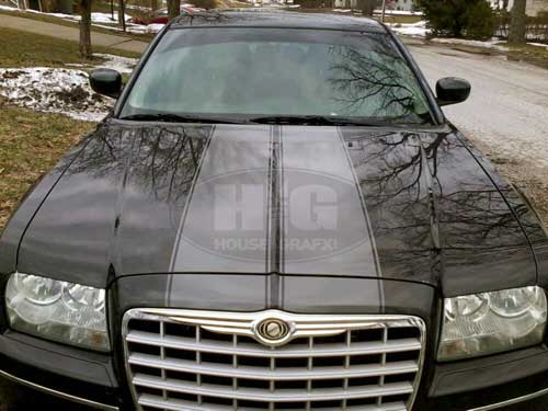 Dual Plain Hood Stripes Decals Graphics fit any Chrysler 300