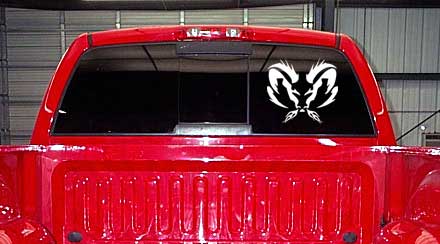 Tribal Flame flaming Ram head decal decals for any truck